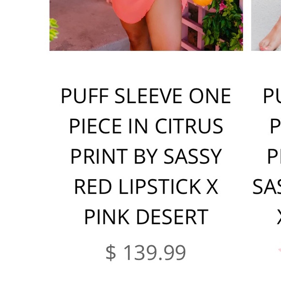 Pink Desert x Sassy Red Lipstick citrus print one peice swimsuit - Picture 2 of 3